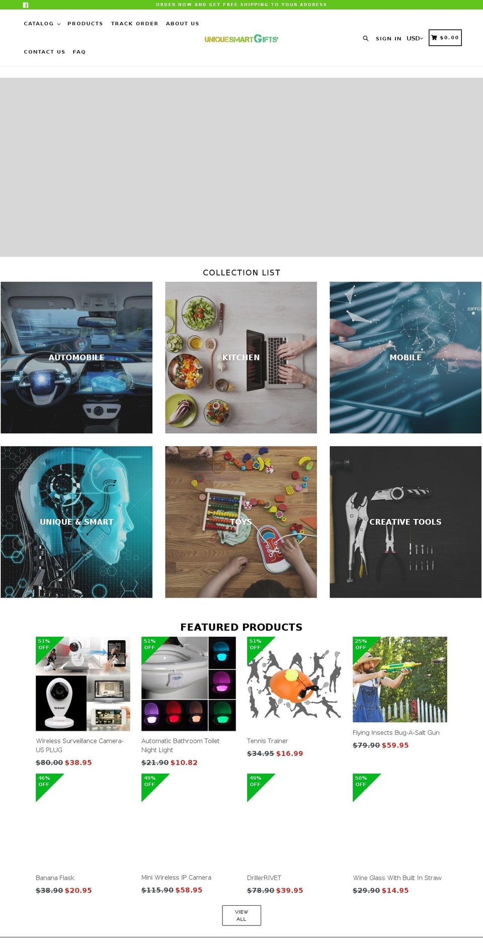 unique-smart-gifts.com — Shopify storefront screenshot