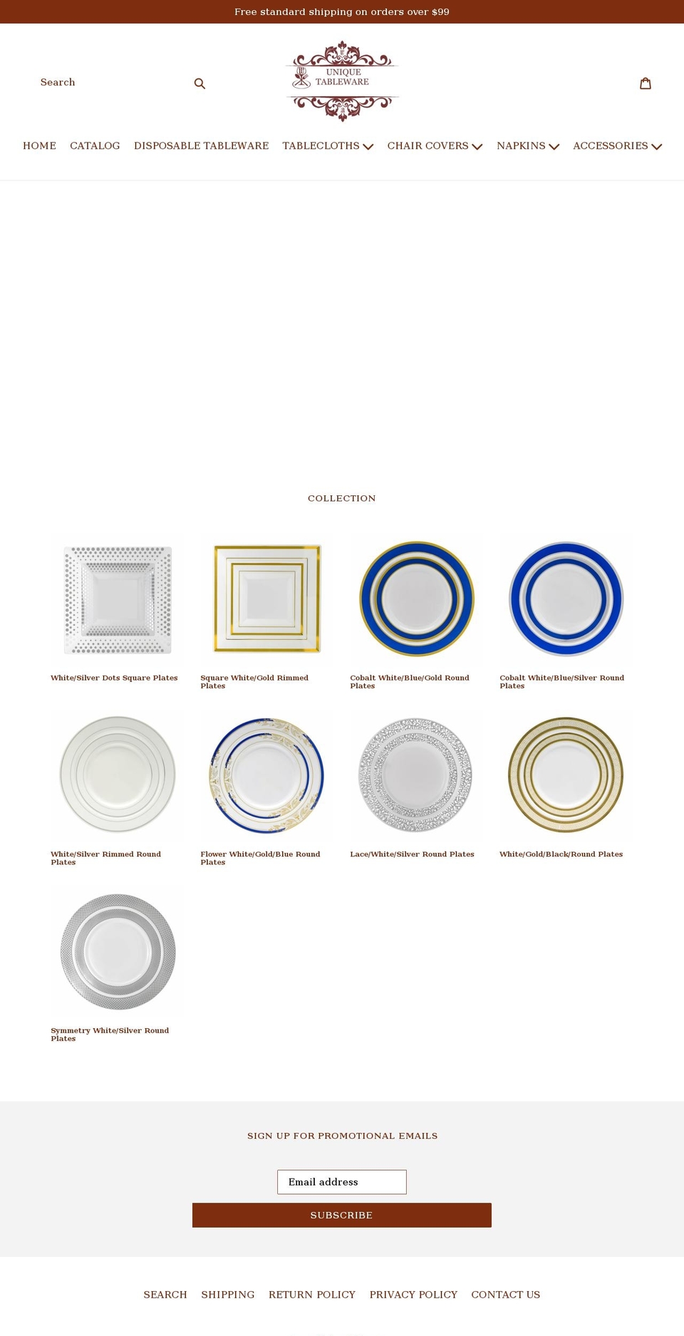 unique-tableware.com shopify website screenshot