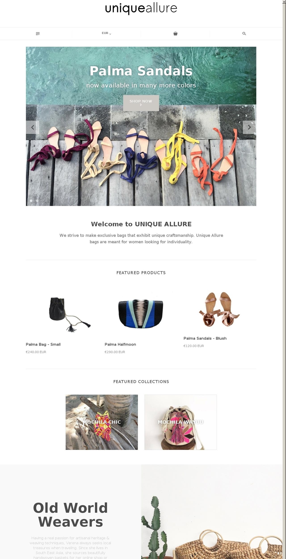 uniqueallure.com shopify website screenshot