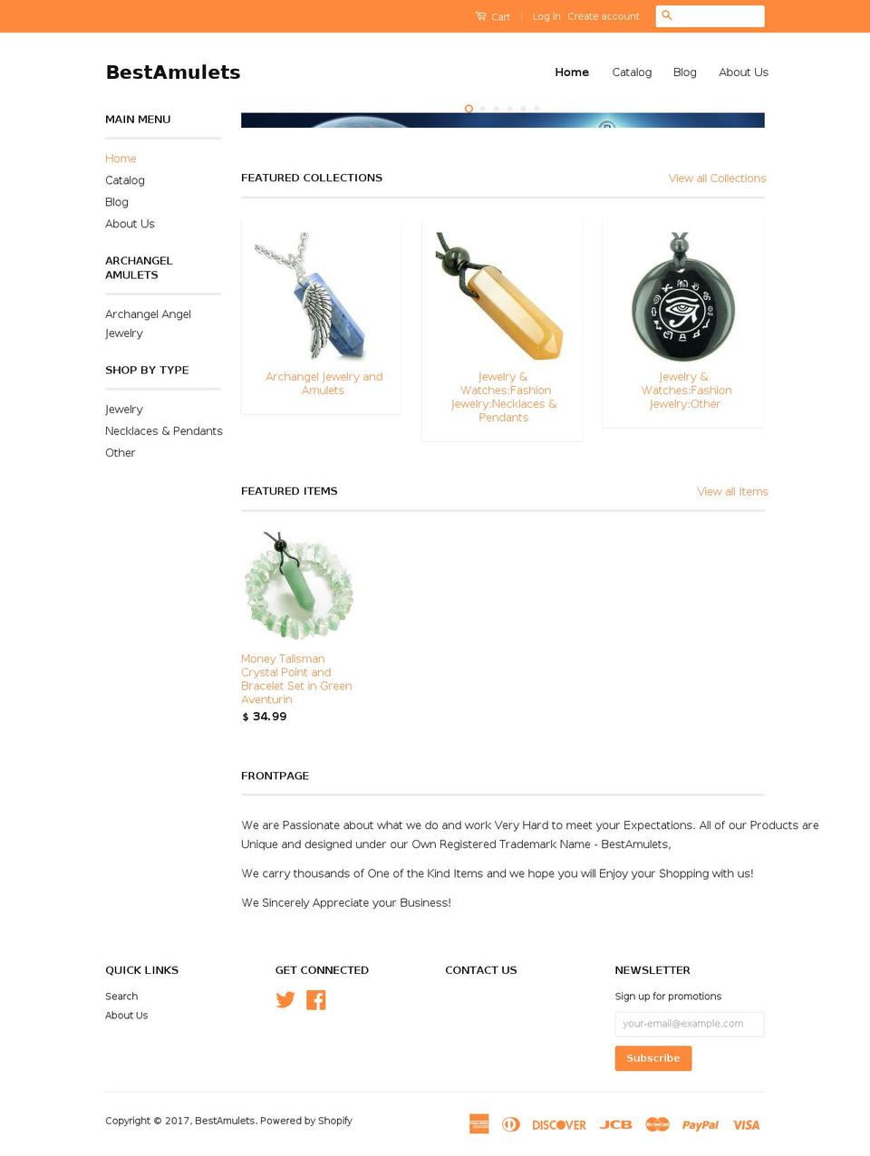 uniqueamulets.com shopify website screenshot