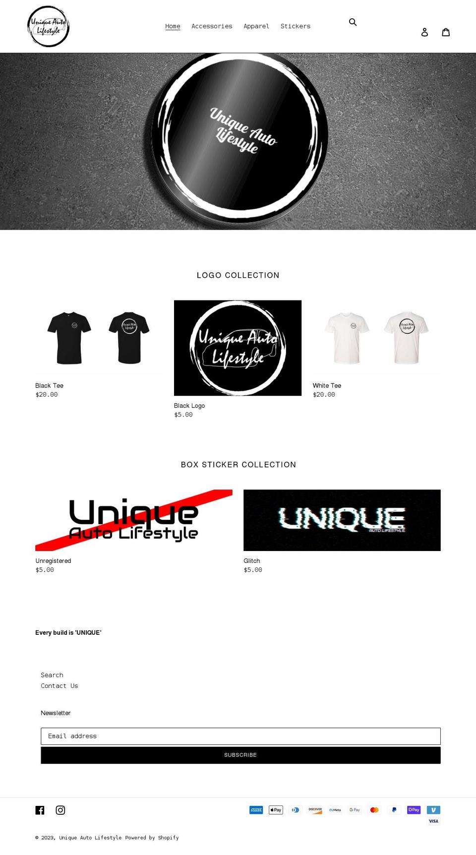 uniqueautolifestyle.com shopify website screenshot
