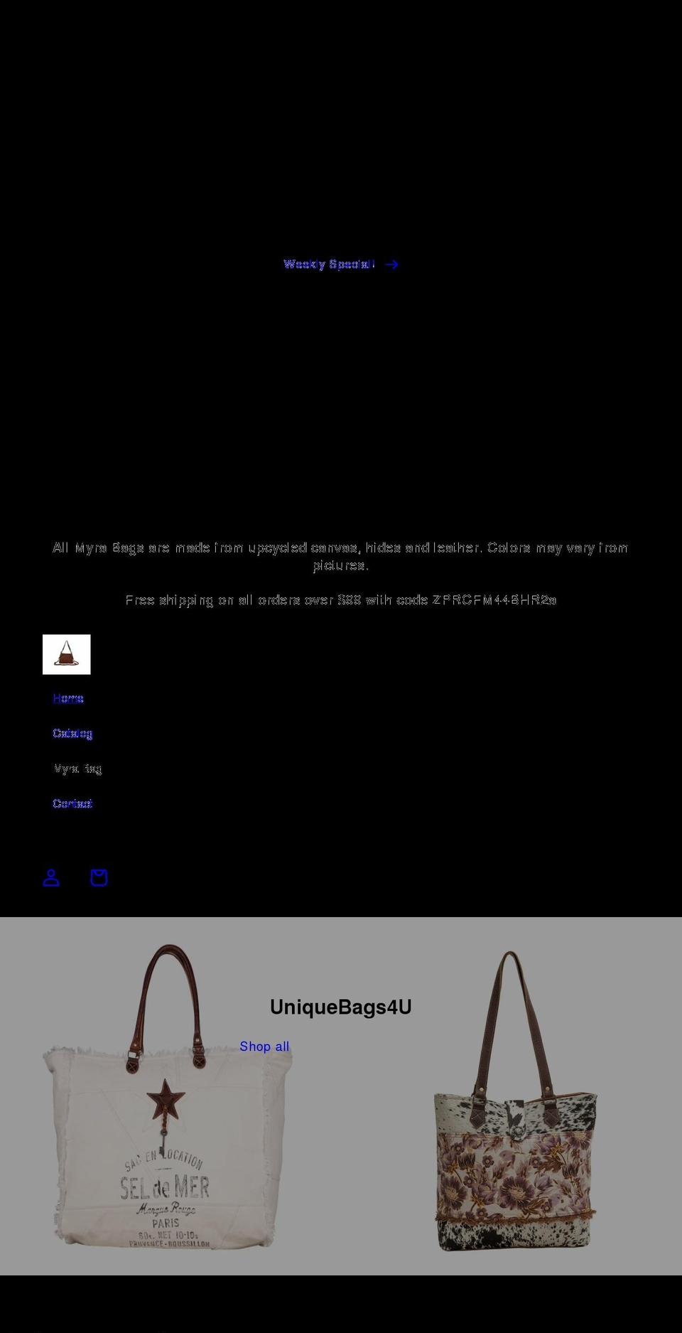 uniquebags4u.com shopify website screenshot