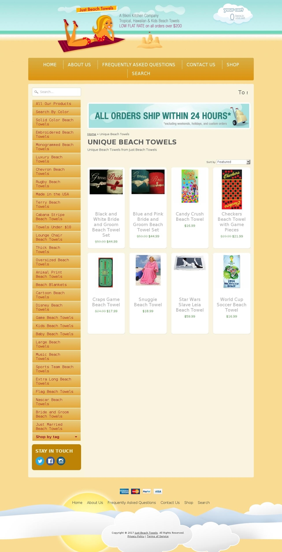 Just Beach Towels (Responsive) Shopify theme site example uniquebeachtowels.com