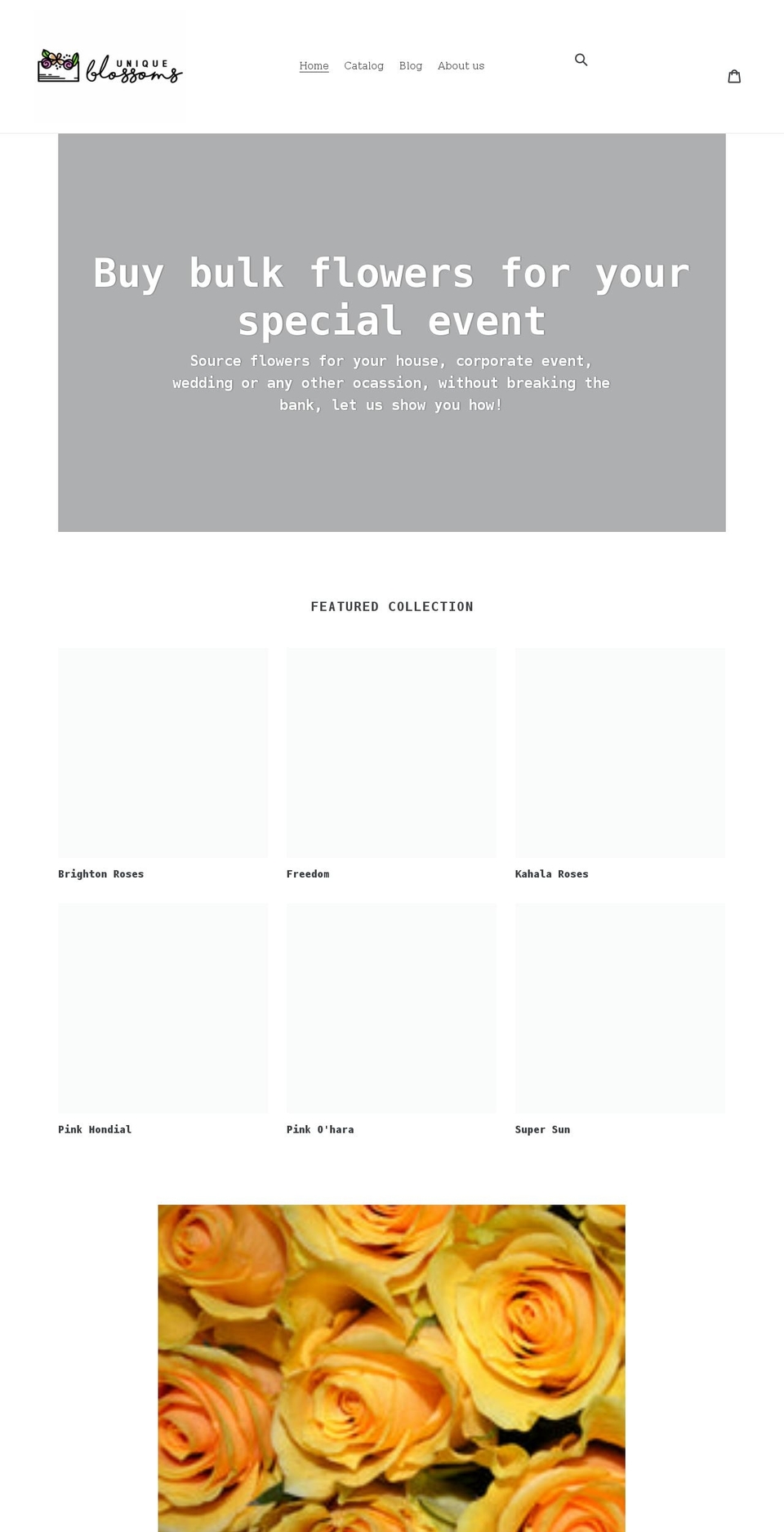 uniqueblossoms.com shopify website screenshot