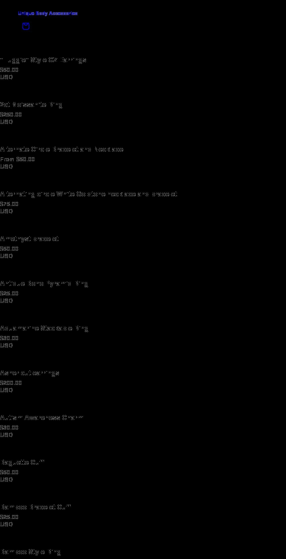 uniquebodyaccessories.com shopify website screenshot