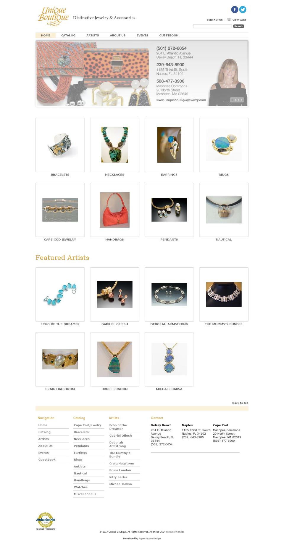 uniqueboutiquejewelry.net shopify website screenshot