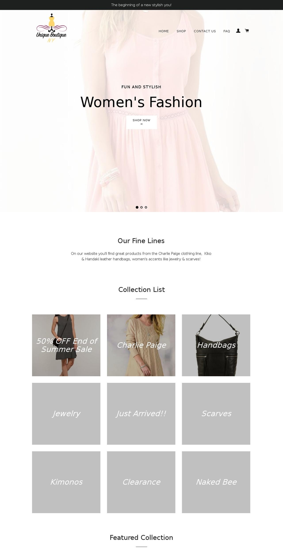 uniqueboutiqueny.com shopify website screenshot