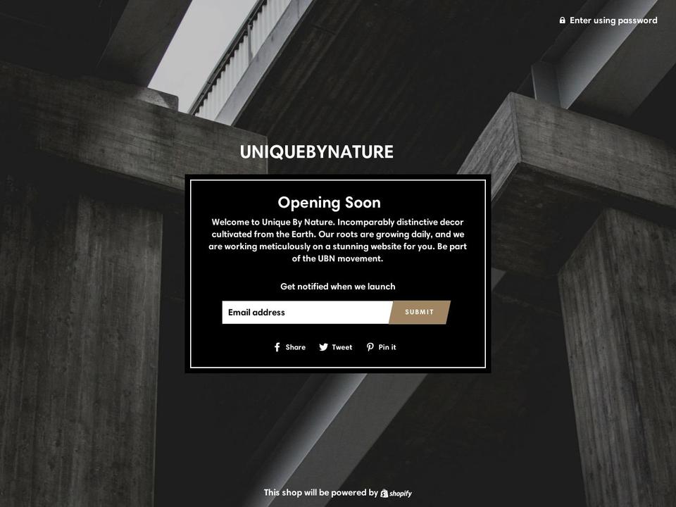 uniquebynature.com — Shopify storefront screenshot