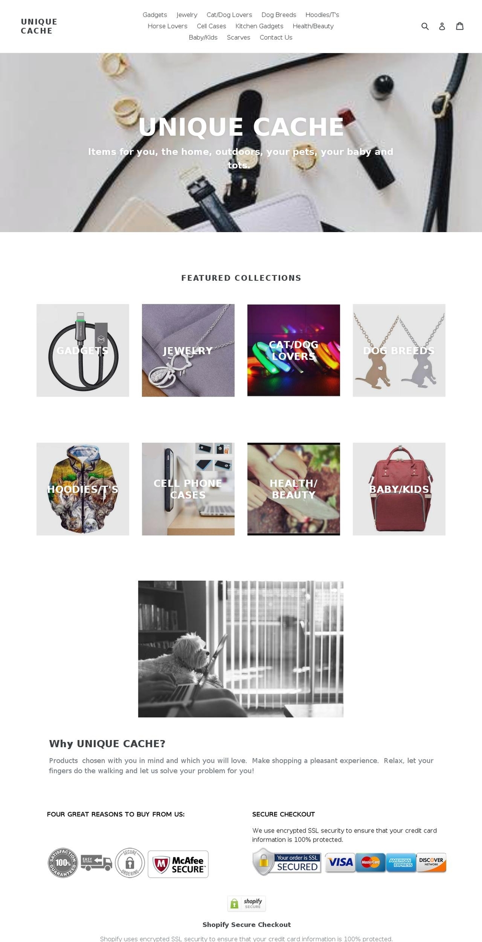 uniquecache.com — Shopify storefront screenshot