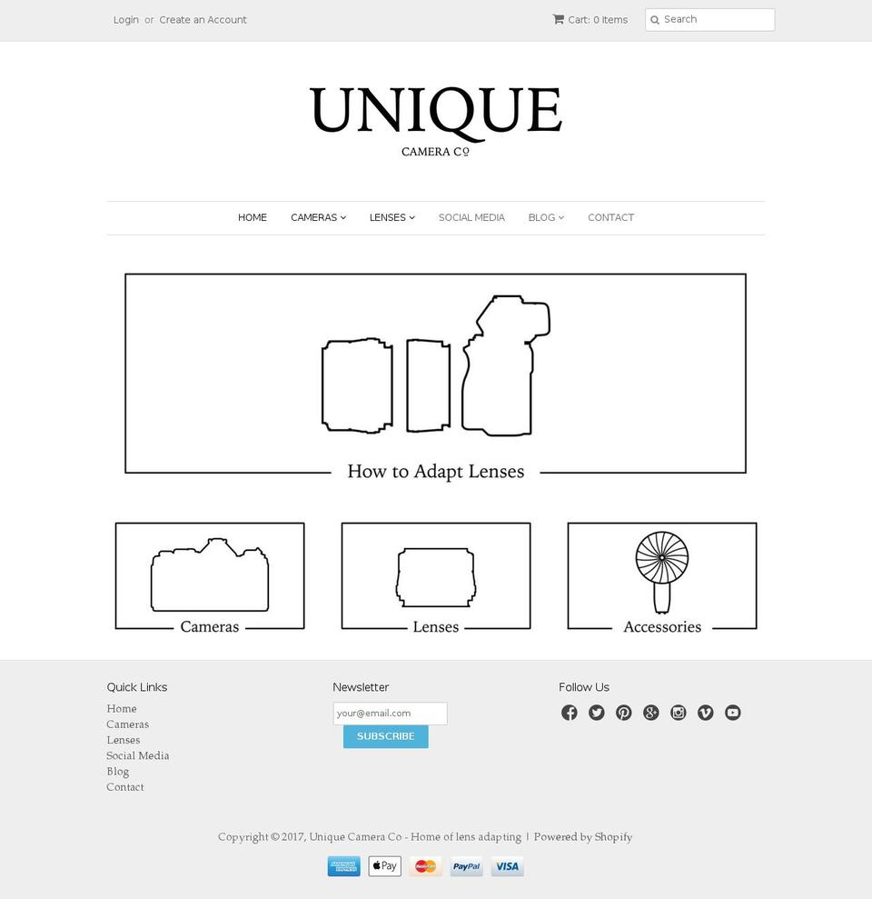 uniquecameraco.com shopify website screenshot