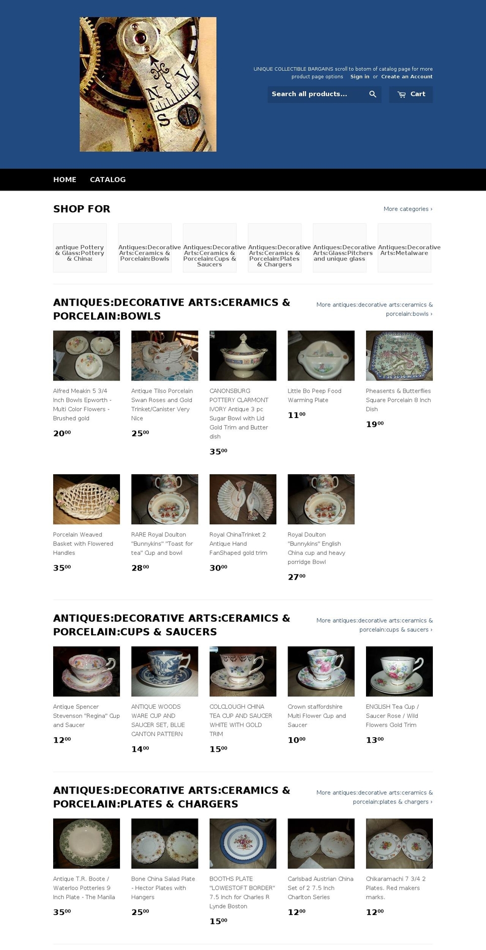 uniquecollectiblebargains.com shopify website screenshot