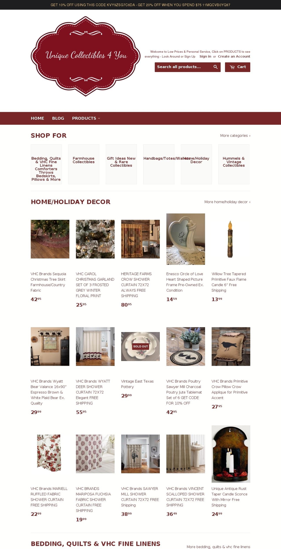 uniquecollectibles4you.com shopify website screenshot
