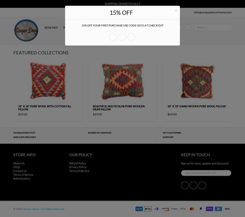 uniquedecorhome.com shopify website screenshot