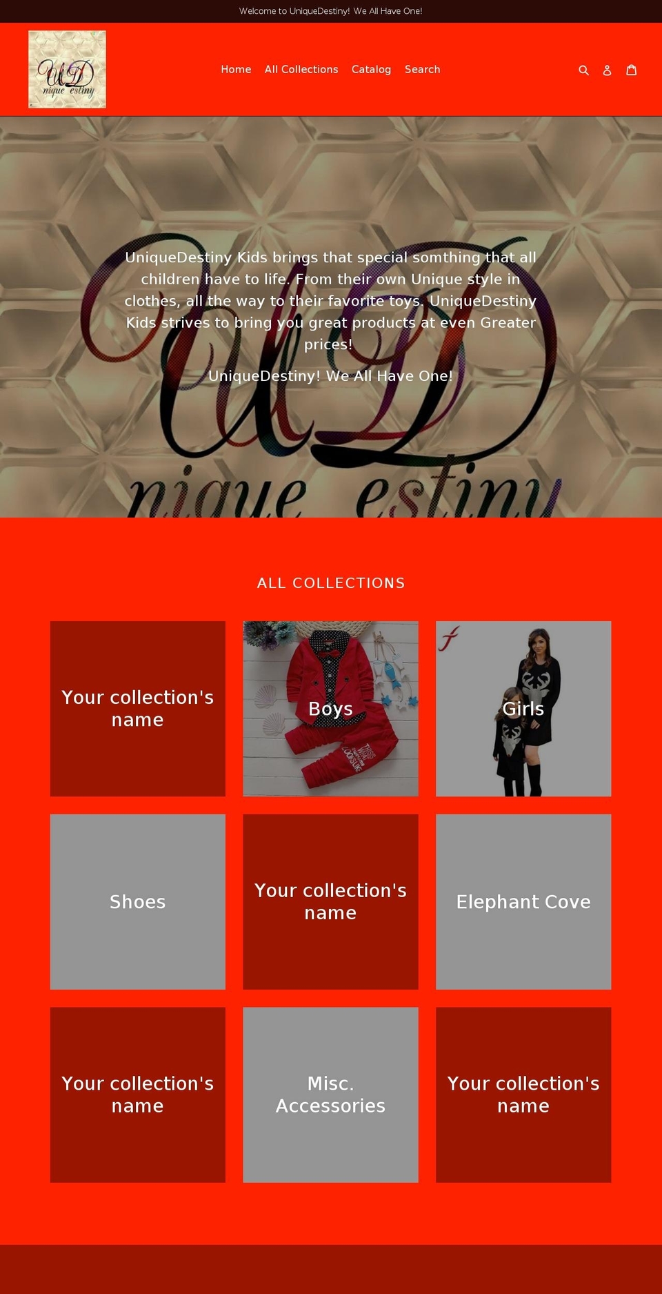 uniquedestiny.net shopify website screenshot
