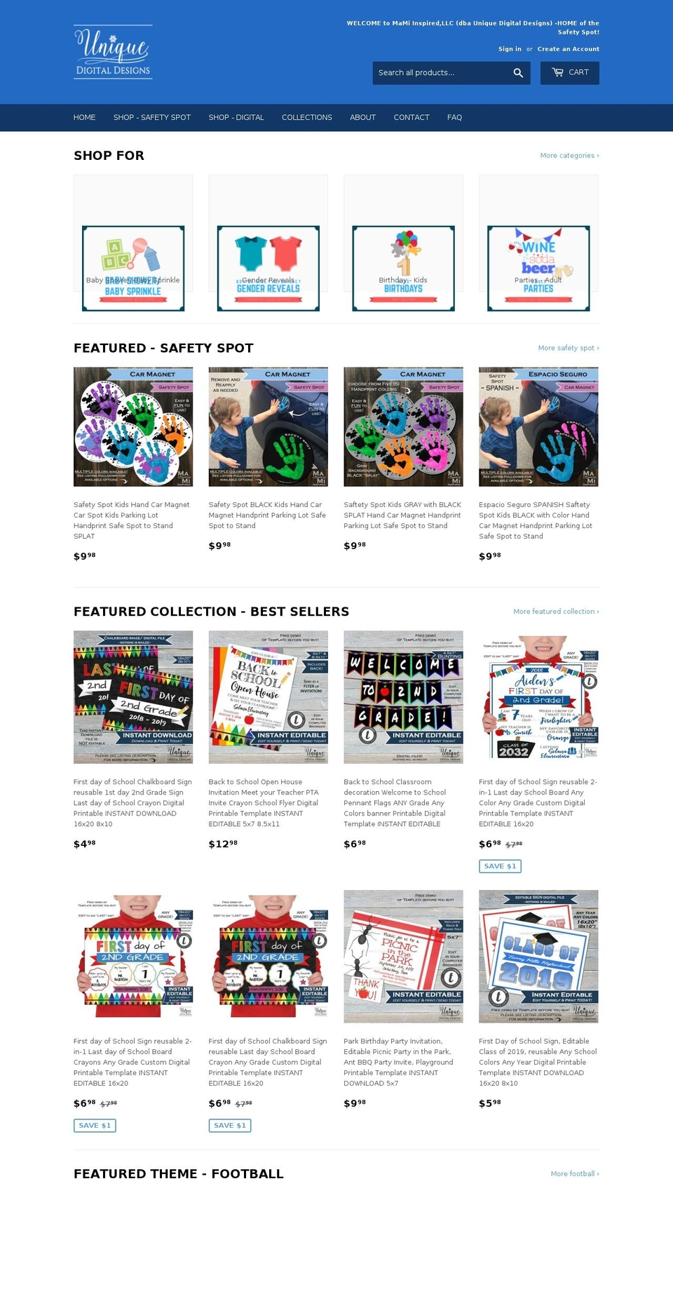 uniquedigitaldesign.com — Shopify storefront screenshot