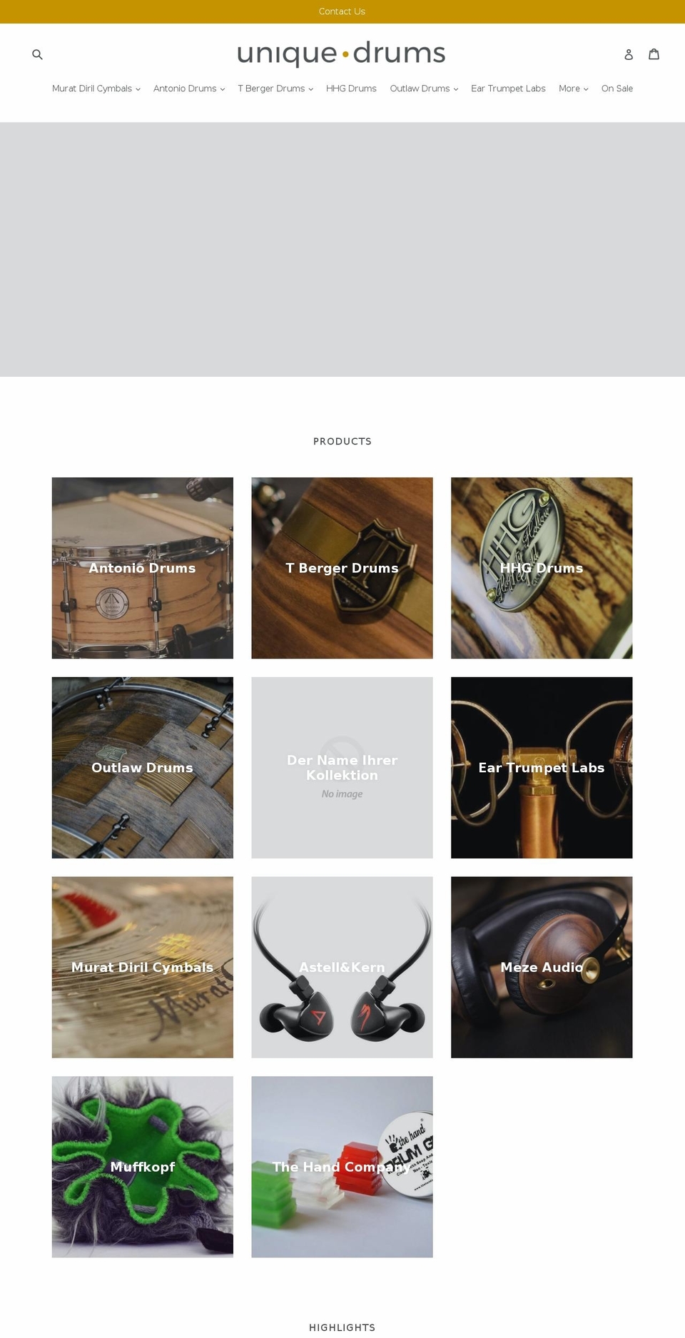 uniquedrums.de shopify website screenshot