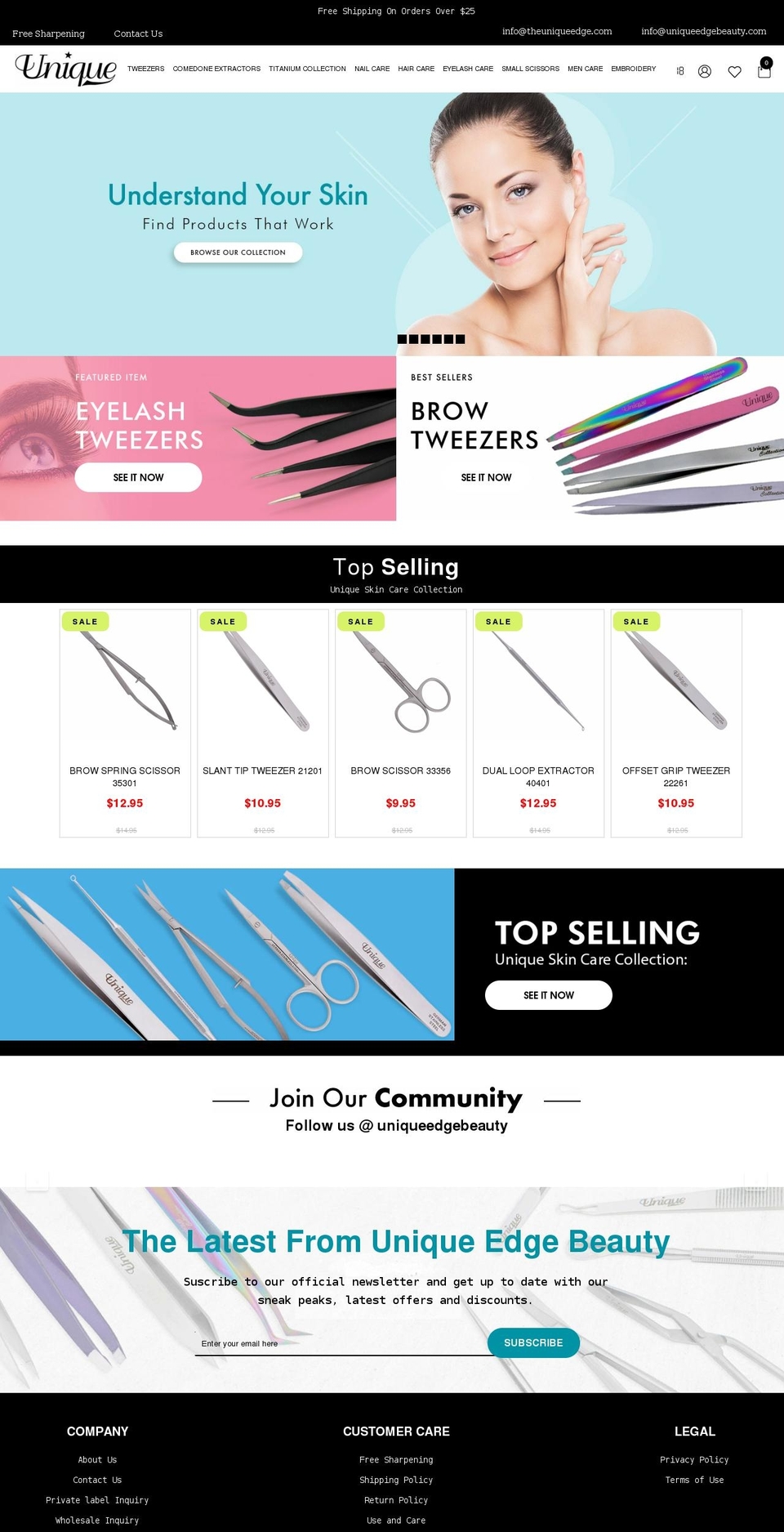 uniqueedgebeauty.com shopify website screenshot