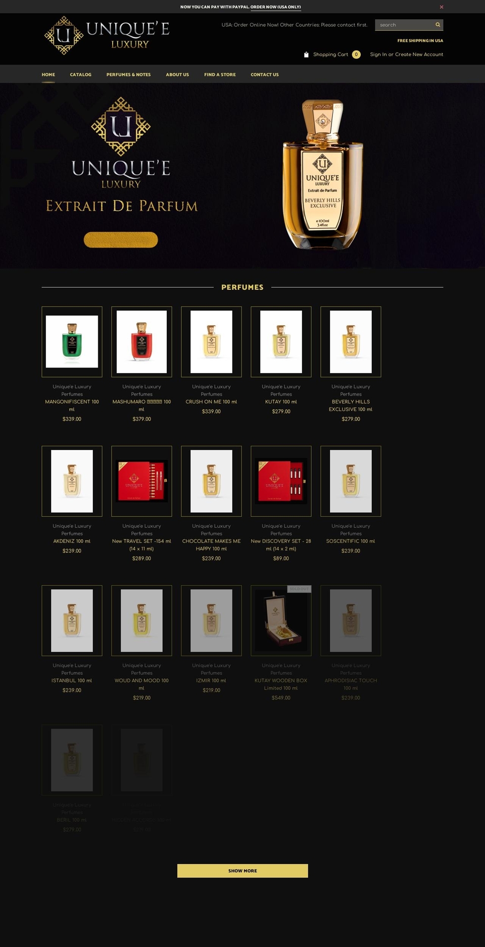 uniqueeluxury.com — Shopify storefront screenshot