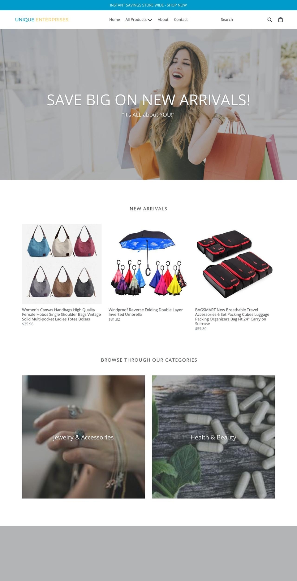 uniqueenterprise.org shopify website screenshot