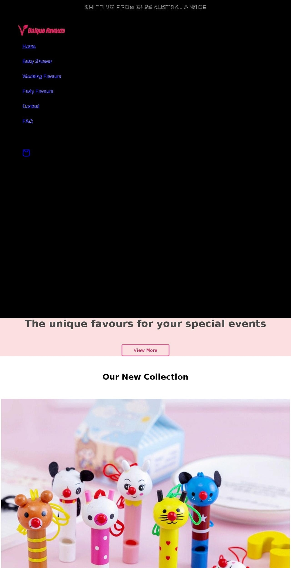 uniquefavours.com.au shopify website screenshot