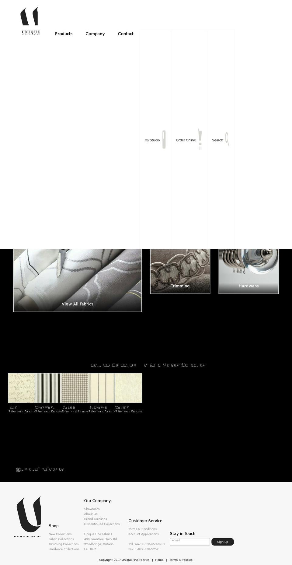 uniquefinefabrics.com shopify website screenshot