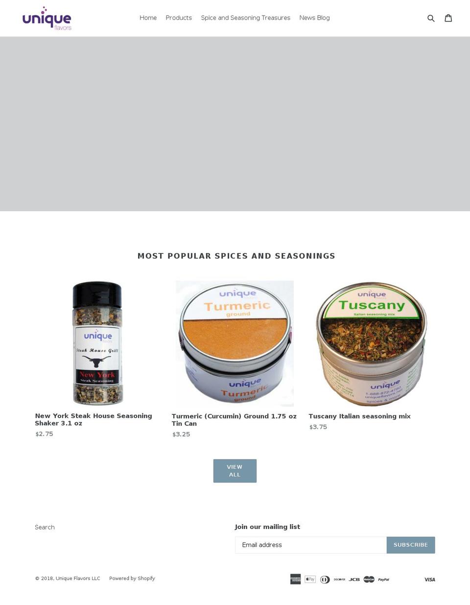 uniqueflavors.net shopify website screenshot