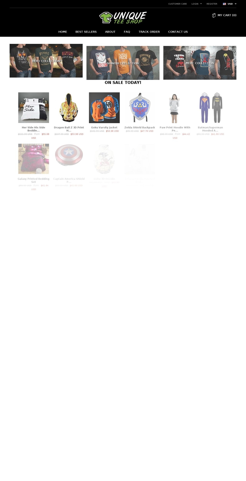 uniquegeekshop.com shopify website screenshot