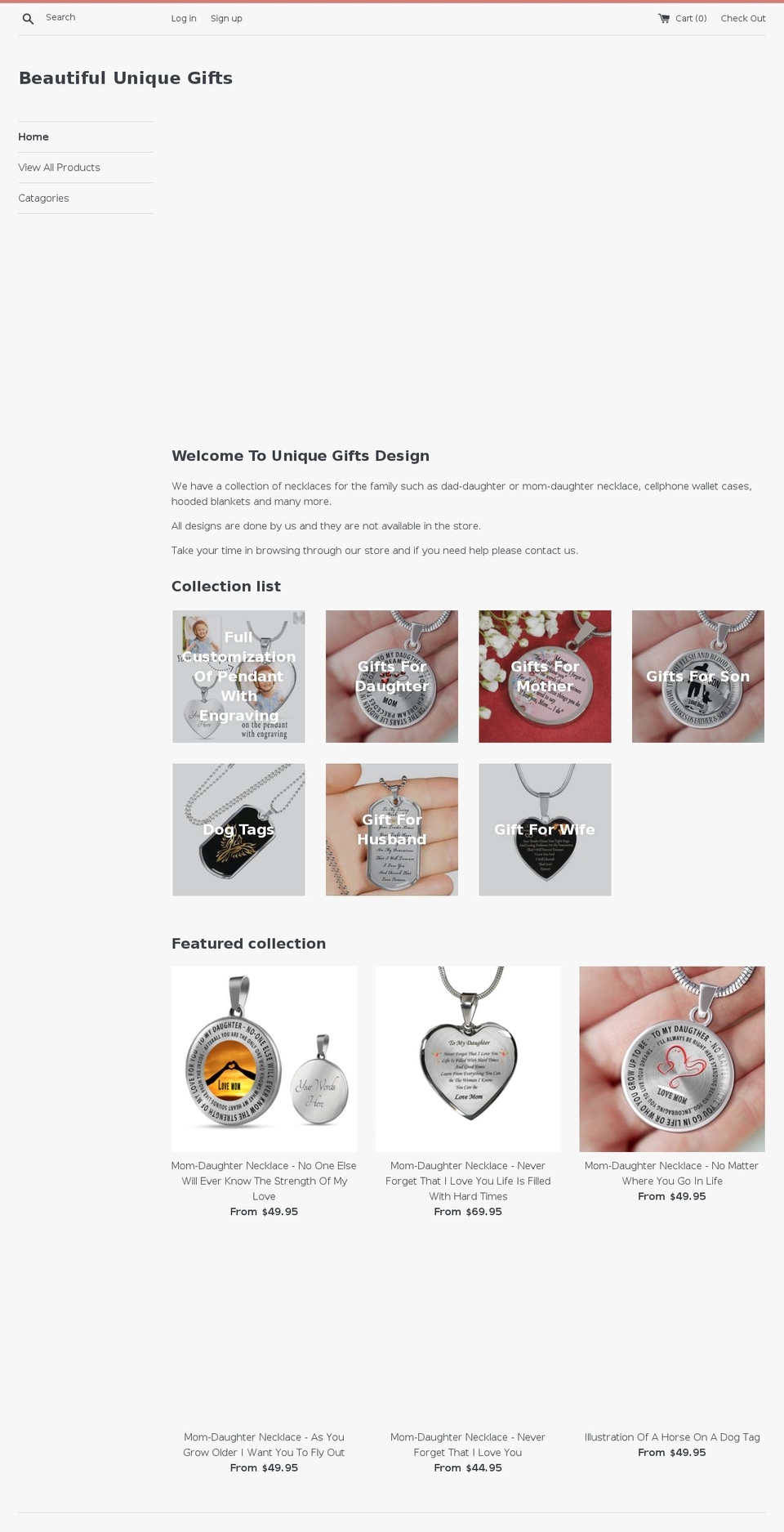 uniquegiftsdesign.com — Shopify storefront screenshot