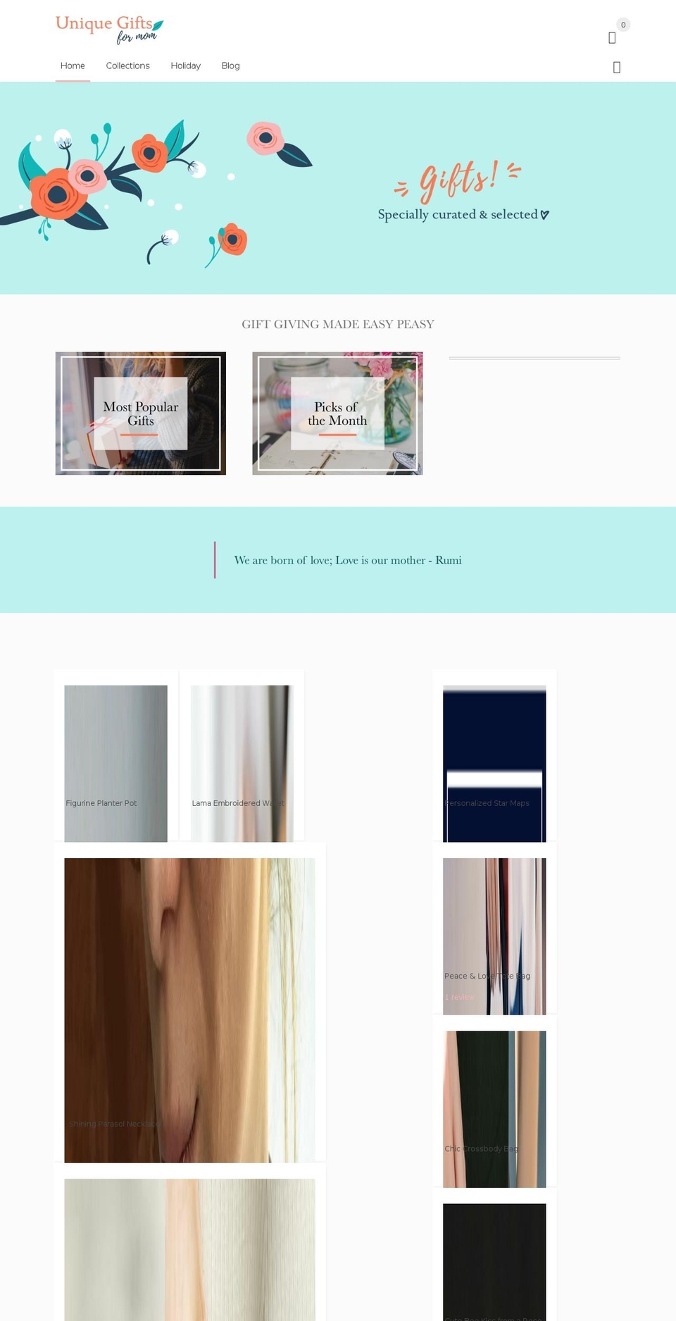 uniquegiftsformom.com — Shopify storefront screenshot