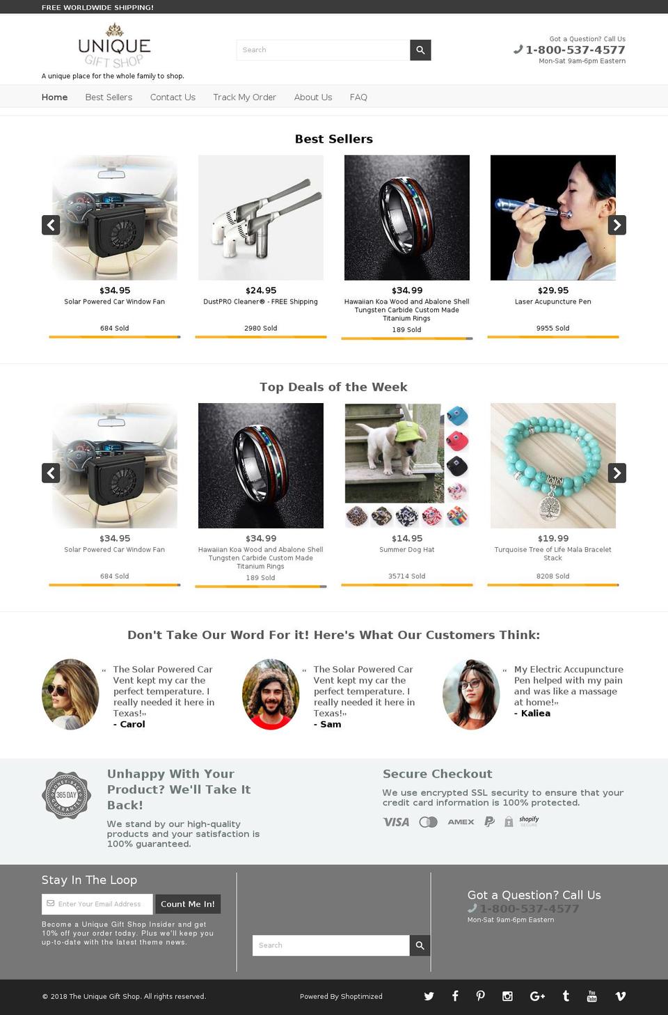 uniquegiftshoponline.com — Shopify storefront screenshot