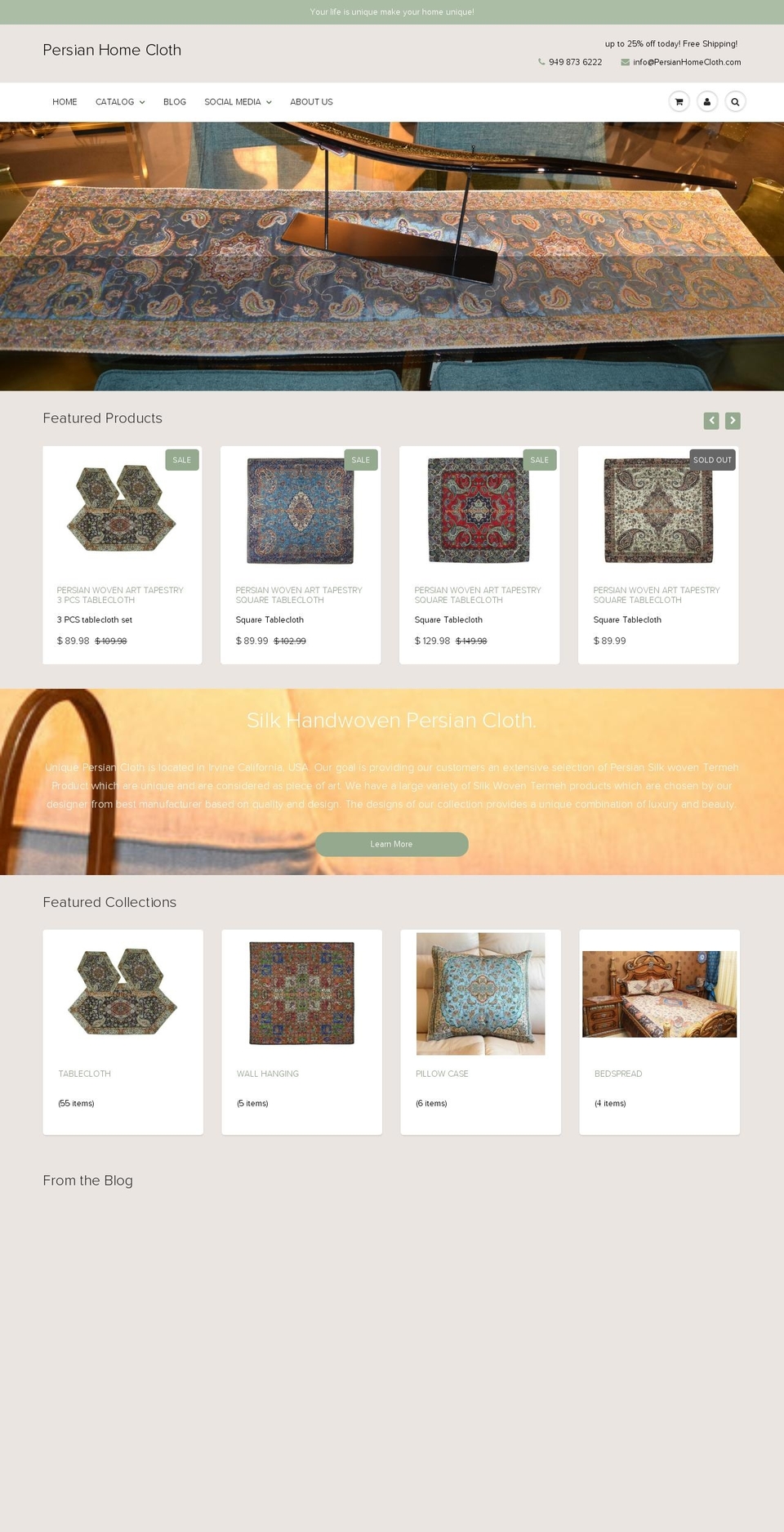 uniquehomecloth.com shopify website screenshot