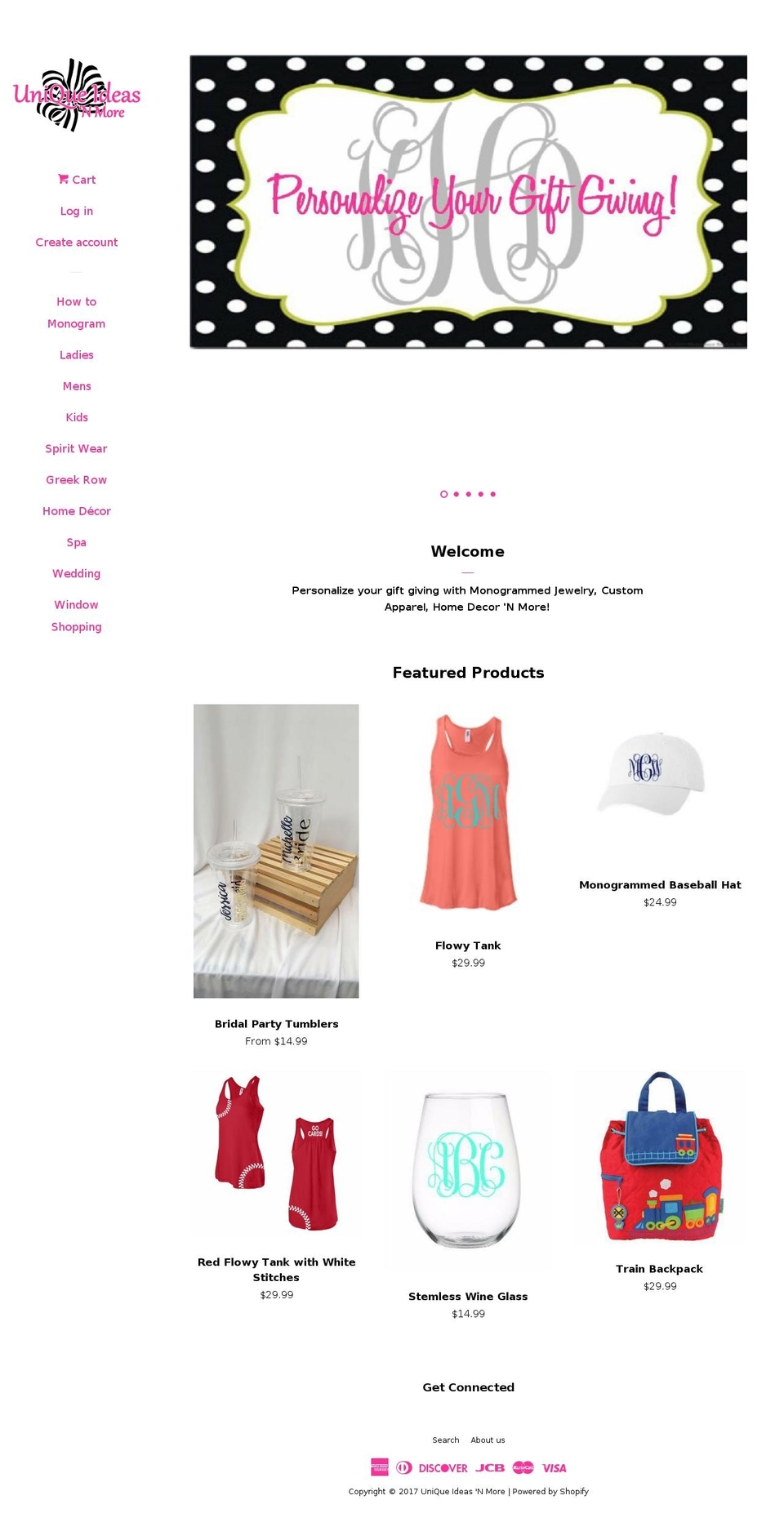 uniqueideasnmore.com shopify website screenshot