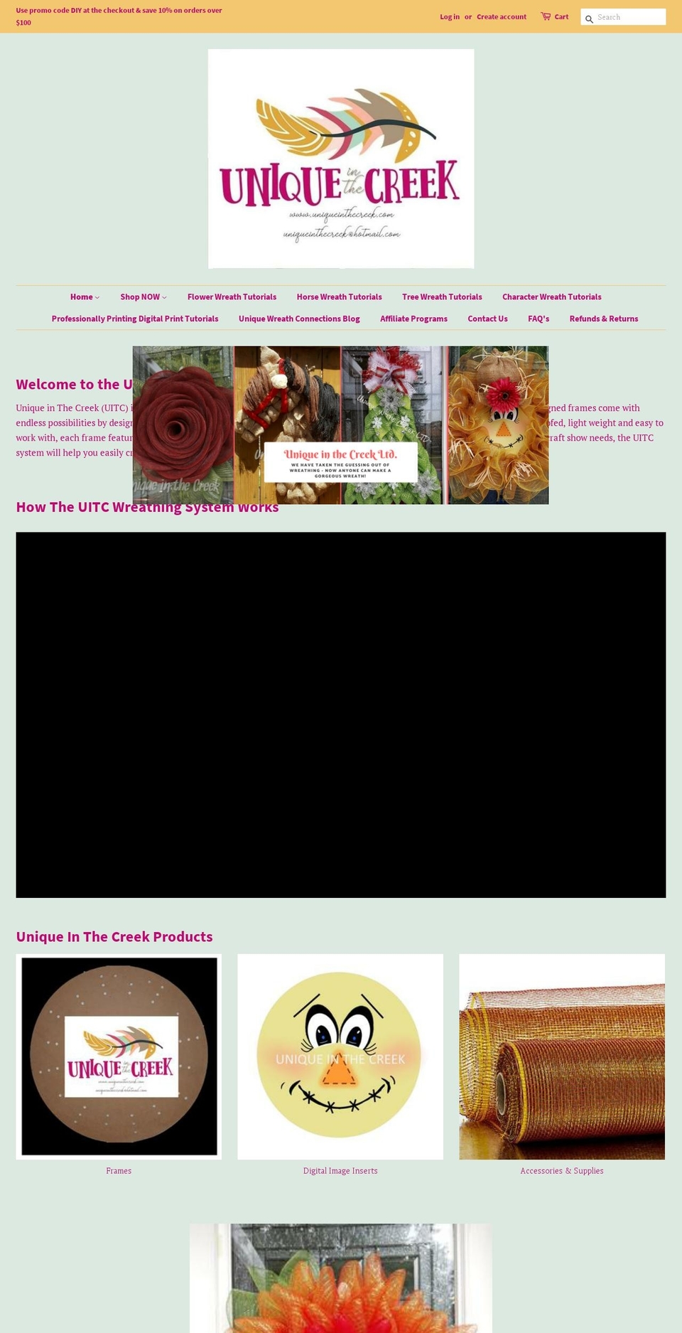 uniqueinthecreek.com — Shopify storefront screenshot