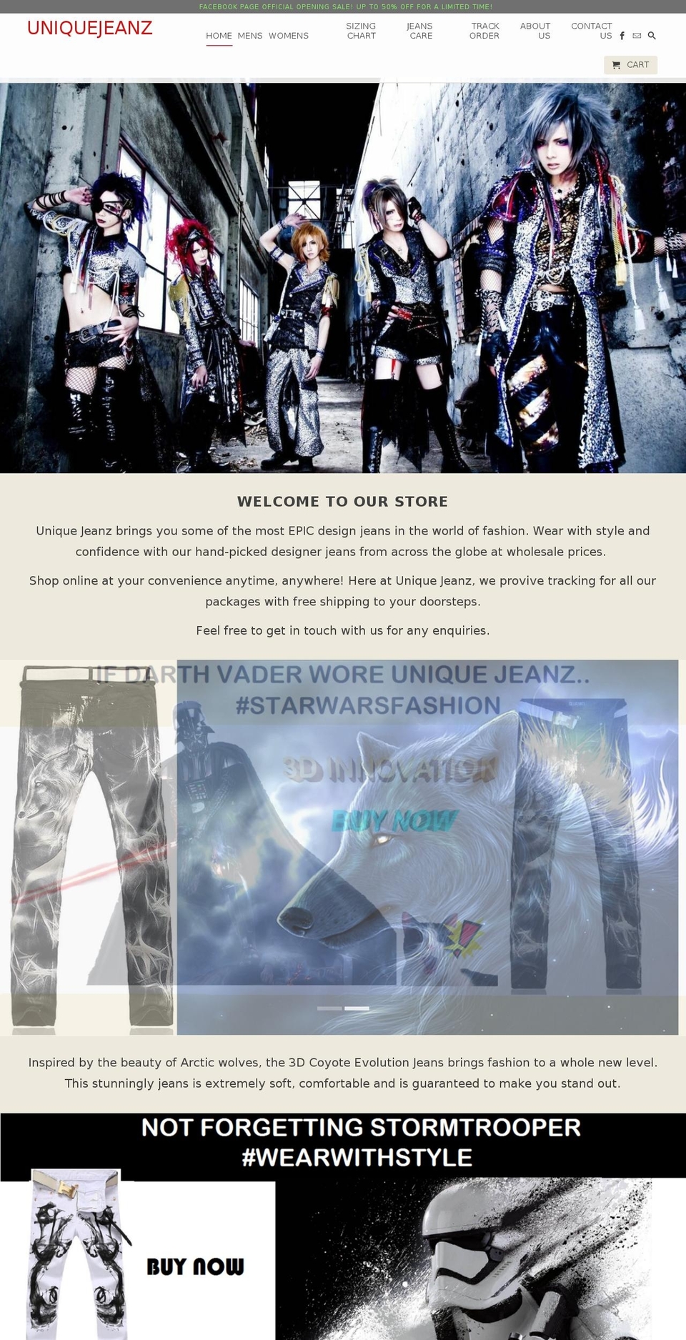 uniquejeanz.com — Shopify storefront screenshot