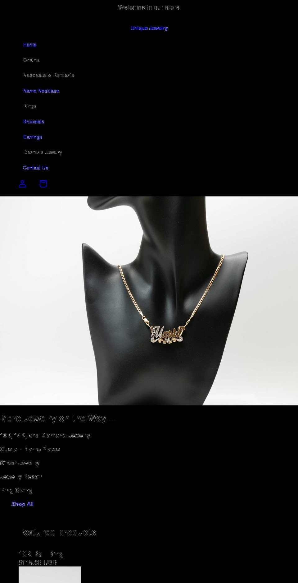 uniquejewelryus.com shopify website screenshot