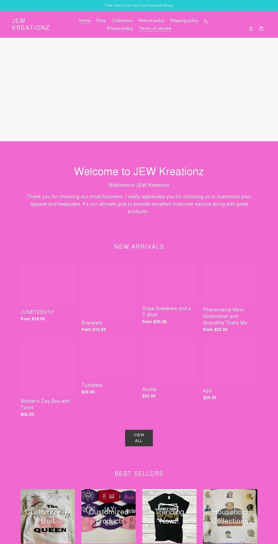 uniquekreationzbyjulie.com shopify website screenshot