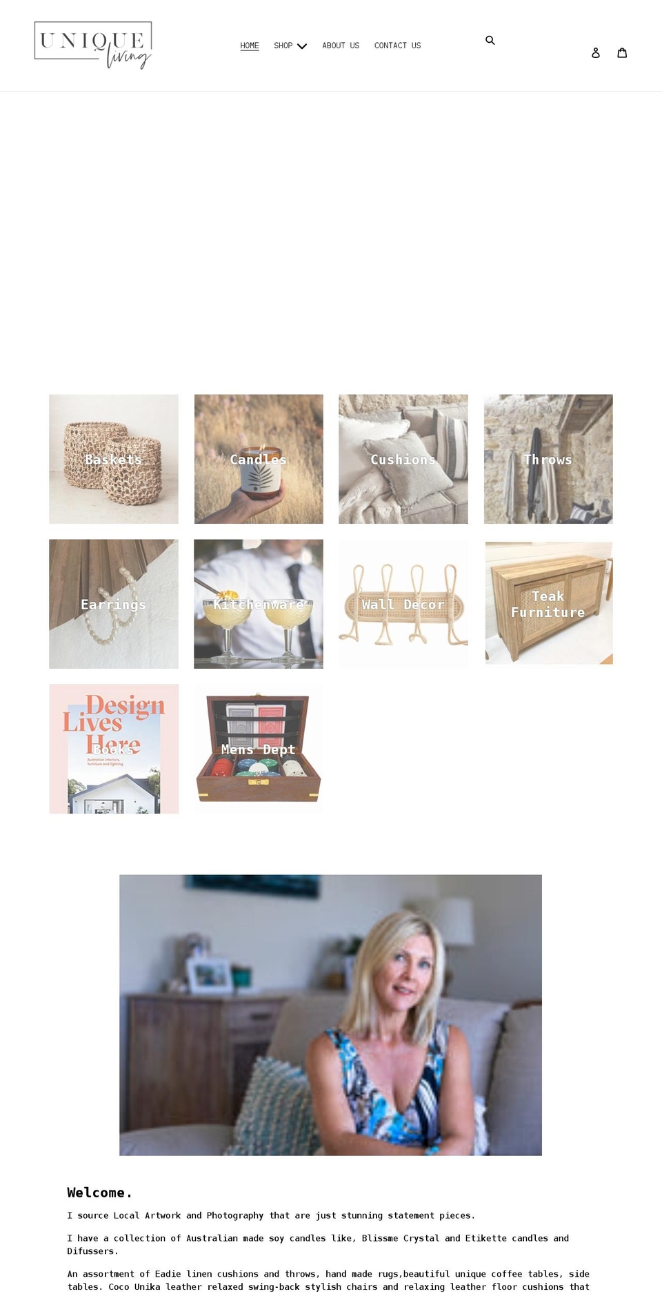 uniqueliving.com.au shopify website screenshot