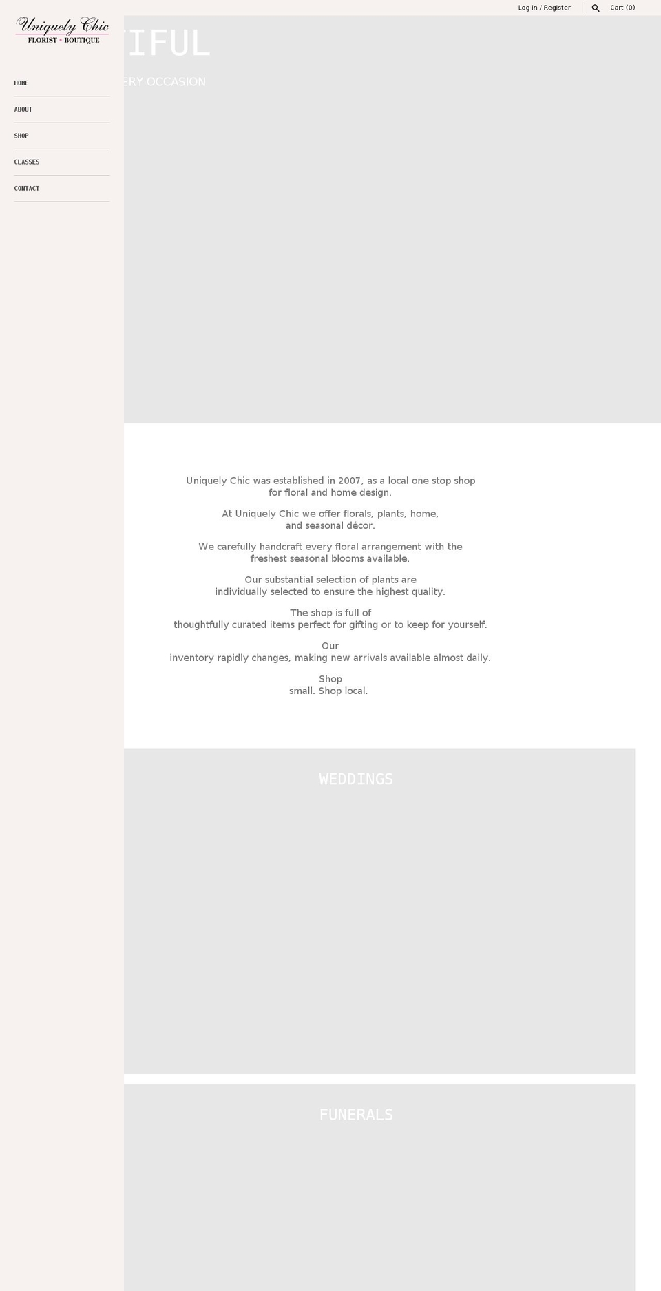 uniquelychicflorist.com shopify website screenshot