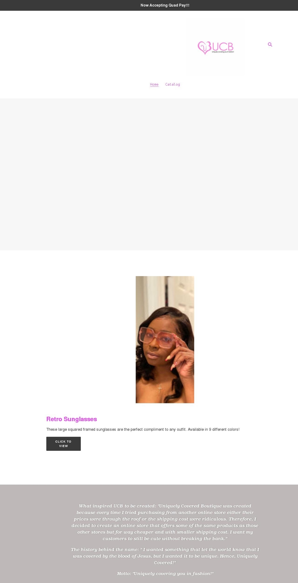 uniquelycoveredboutique.com shopify website screenshot
