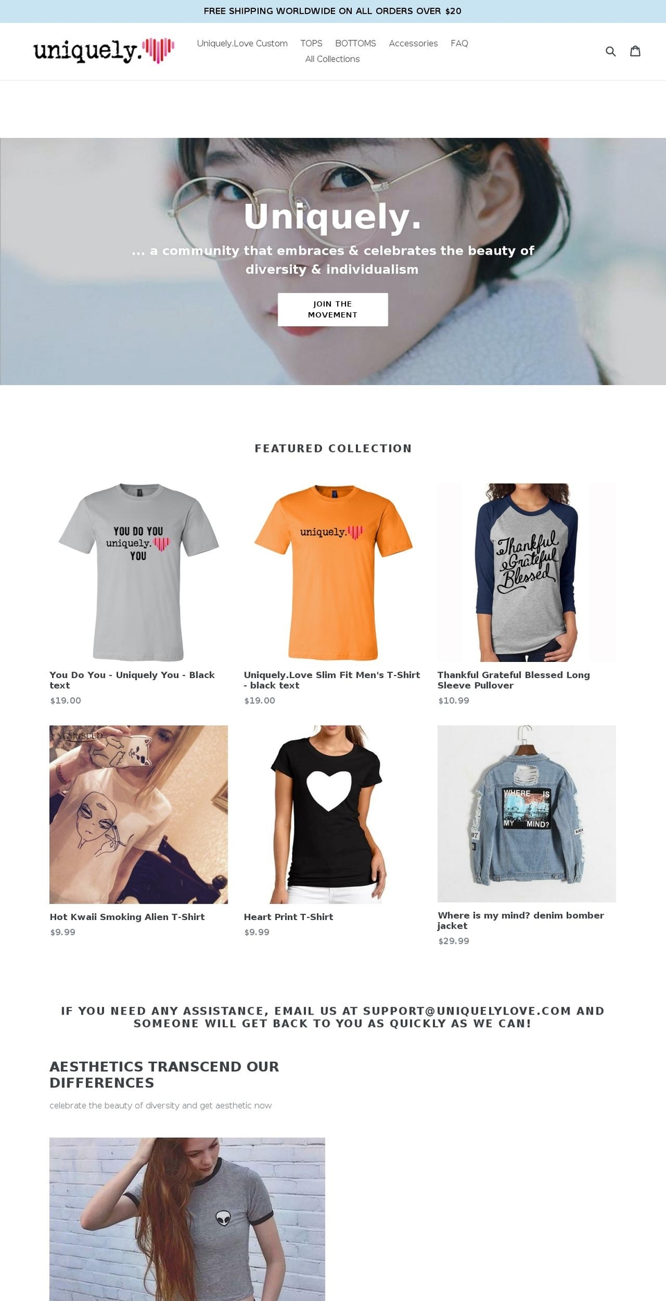 uniquelylove.com — Shopify storefront screenshot