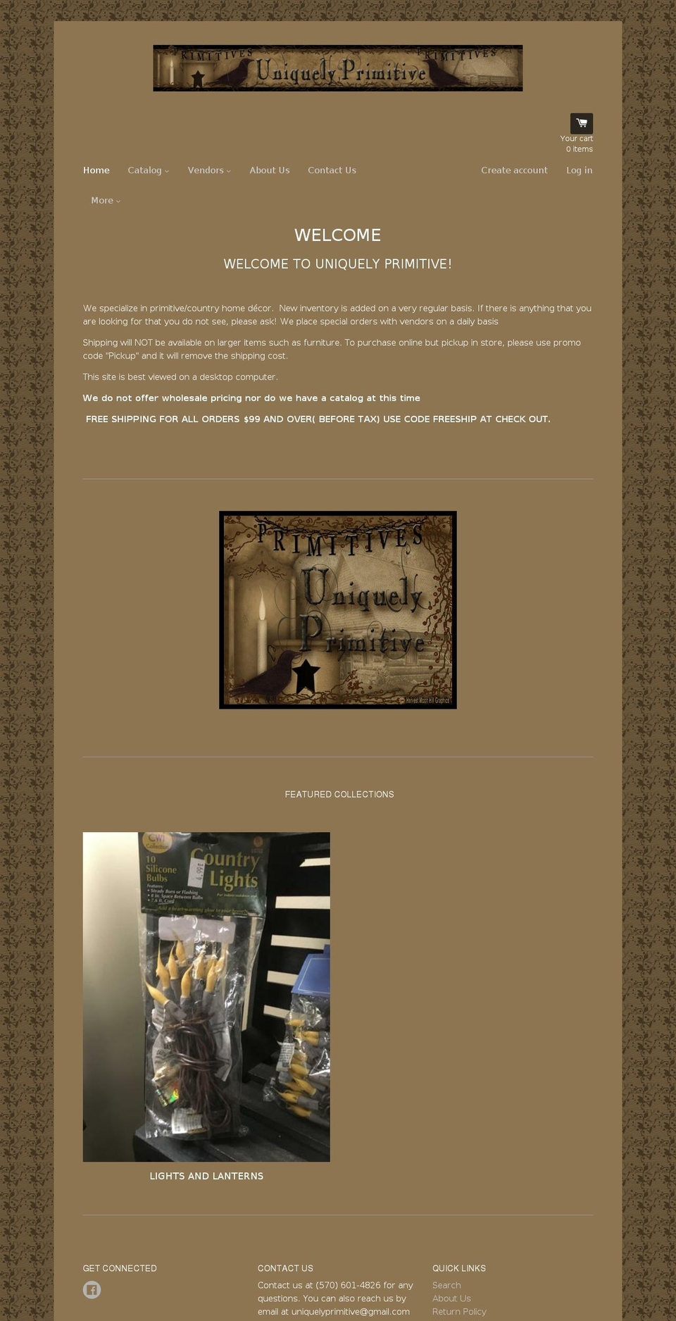 uniquelyprimitive.com shopify website screenshot