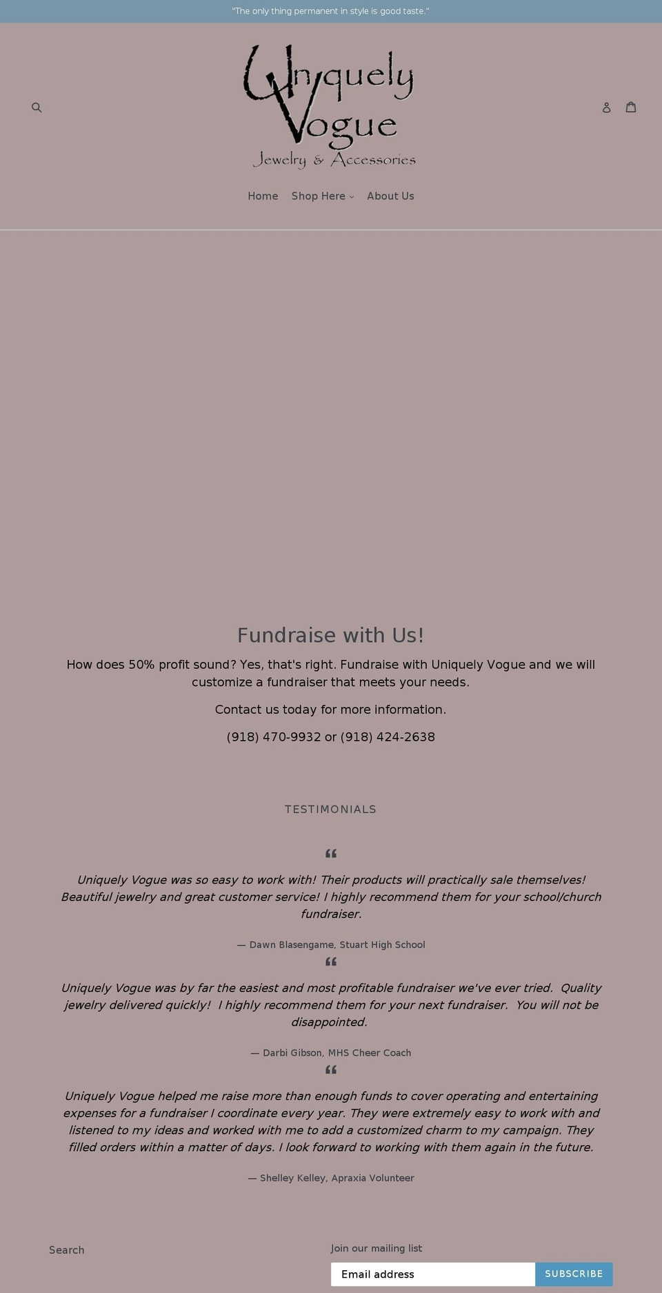 uniquelyvogue.com shopify website screenshot