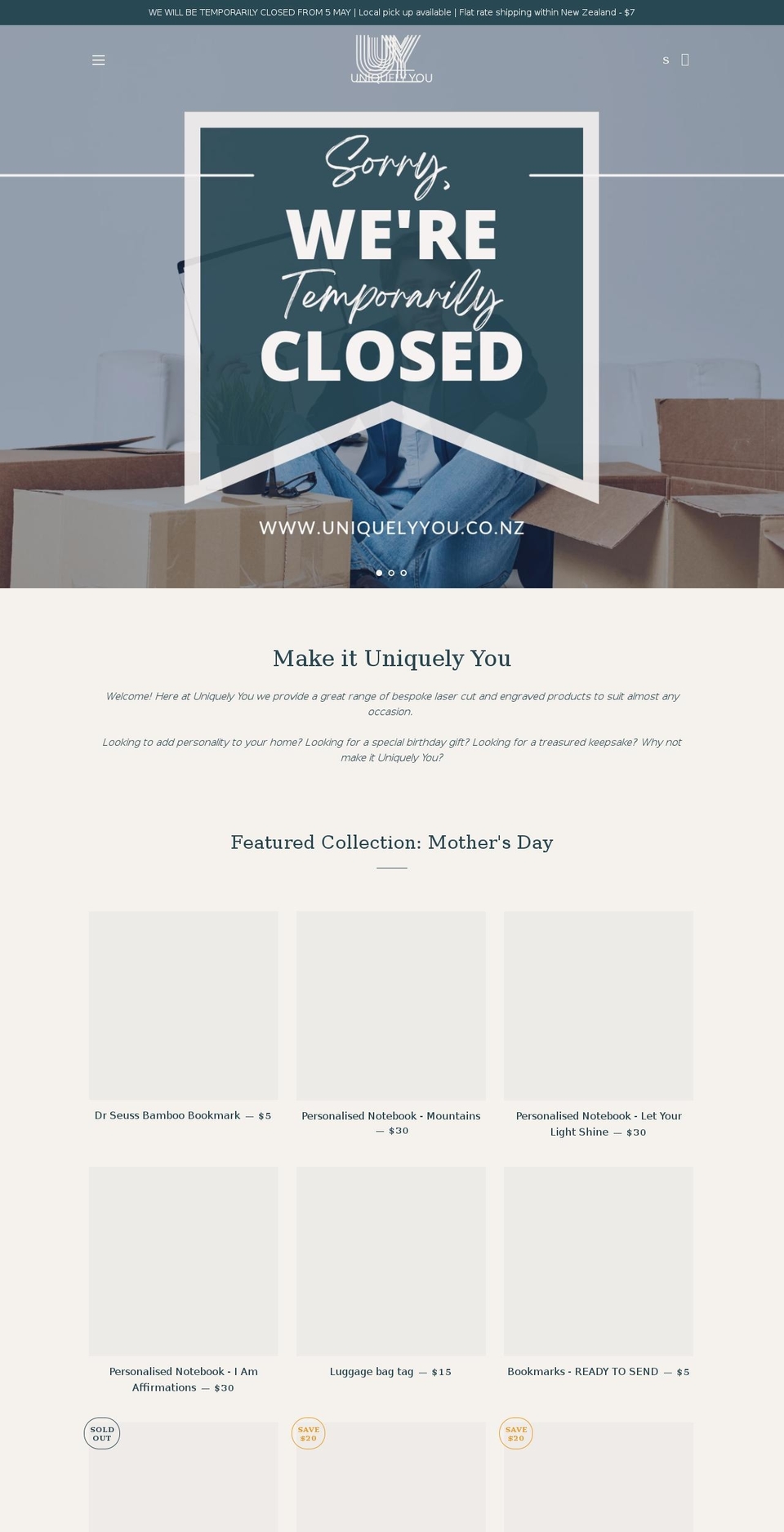 uniquelyyou.co.nz shopify website screenshot