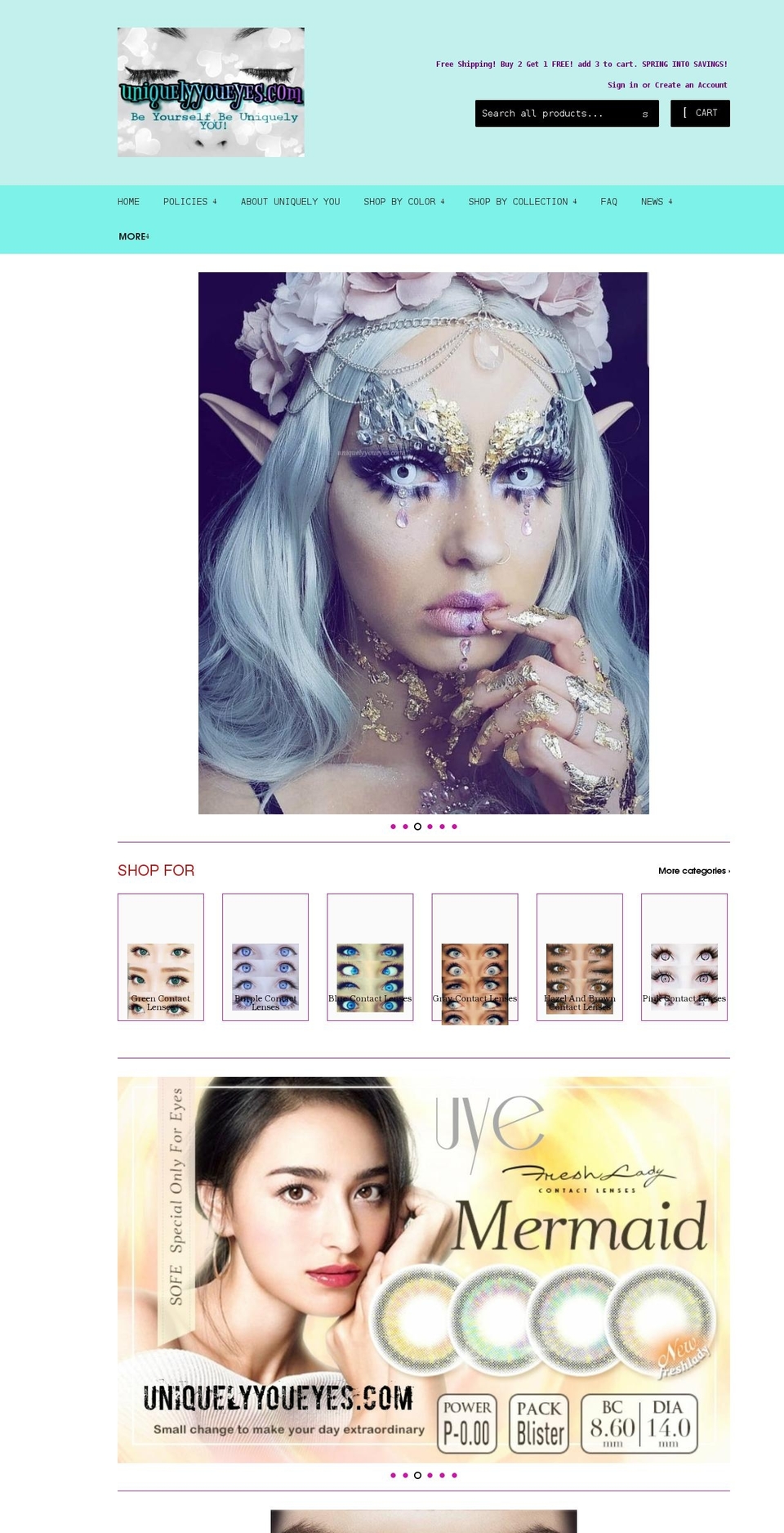 uniquelyyoueyes.com — Shopify storefront screenshot