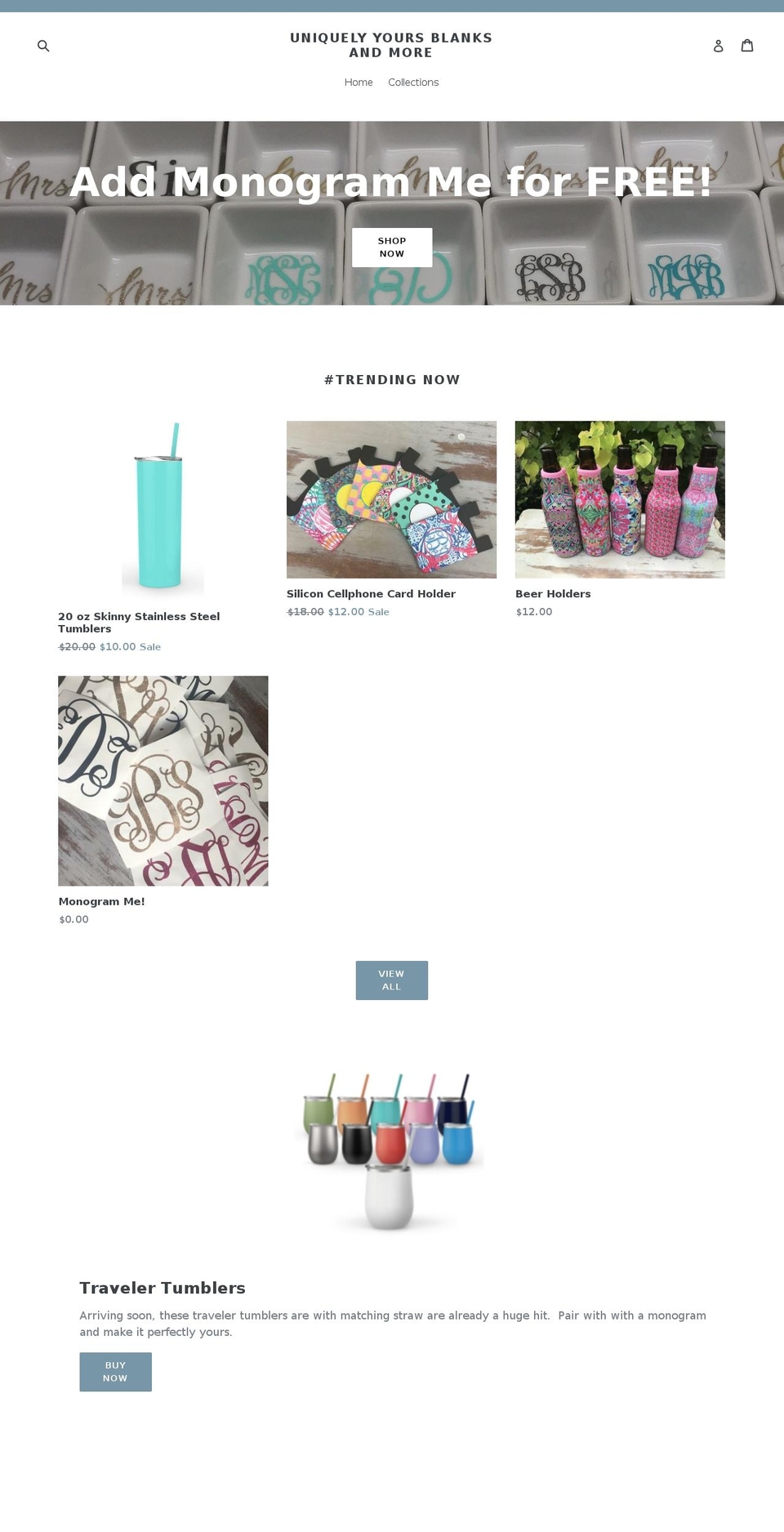 uniquelyyoursblanksandmore.com — Shopify storefront screenshot