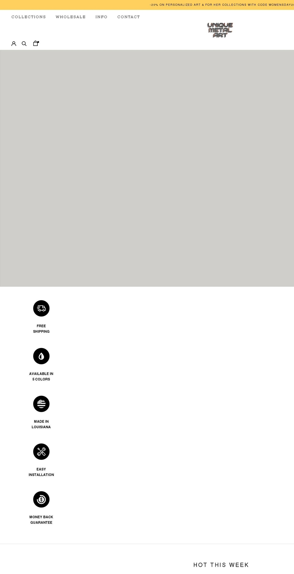 uniquemetalarts.com shopify website screenshot