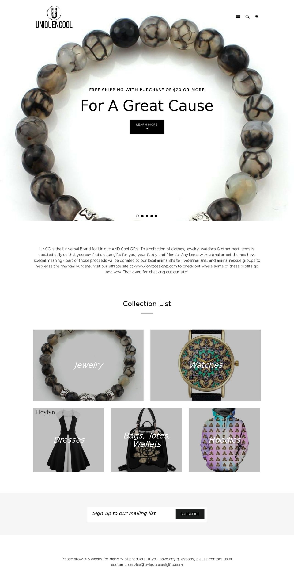 uniquencoolgifts4u.com — Shopify storefront screenshot