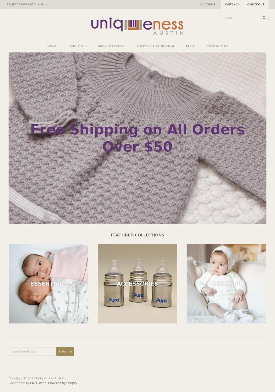 uniquenessaustin.com shopify website screenshot