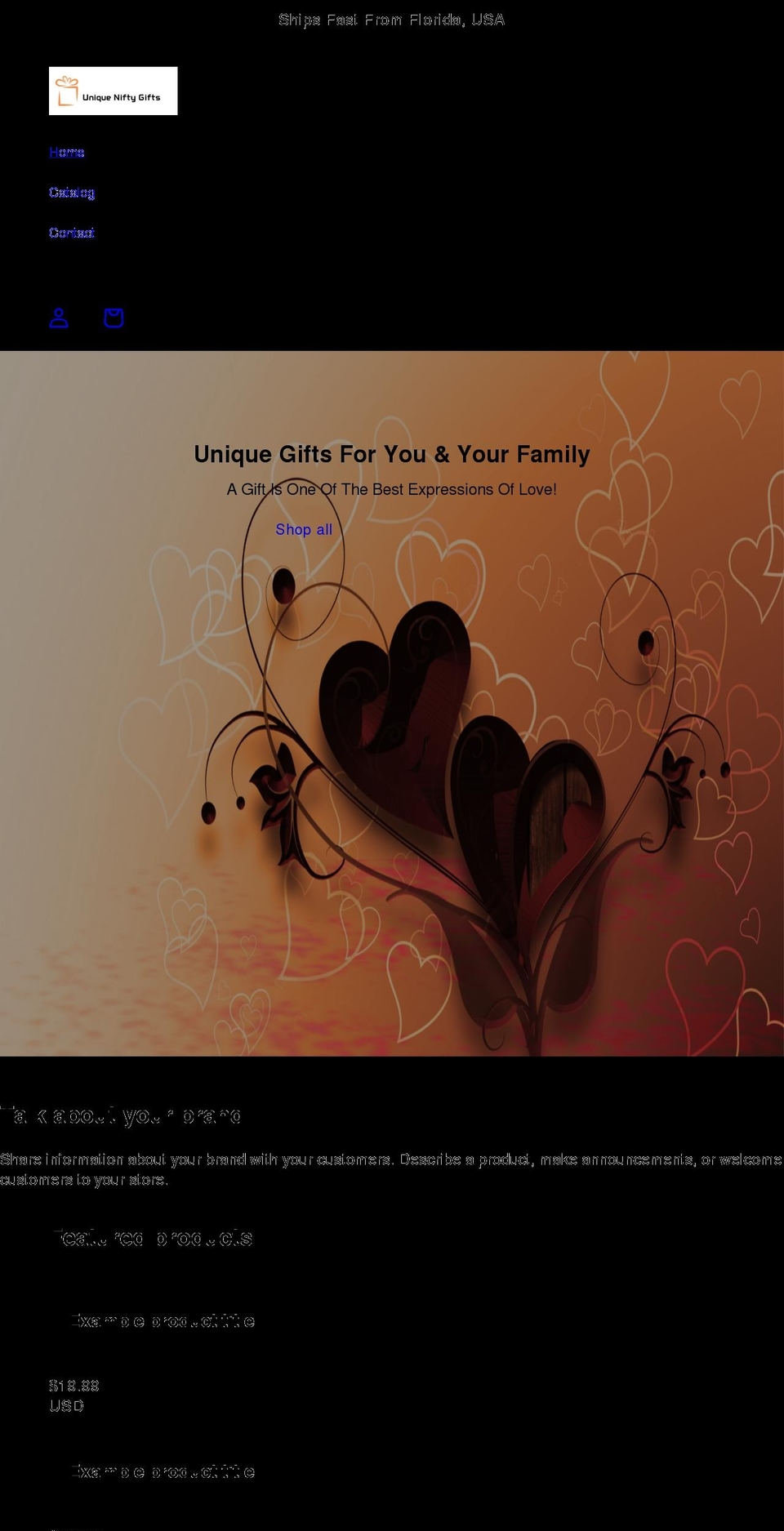 uniqueniftygifts.com shopify website screenshot