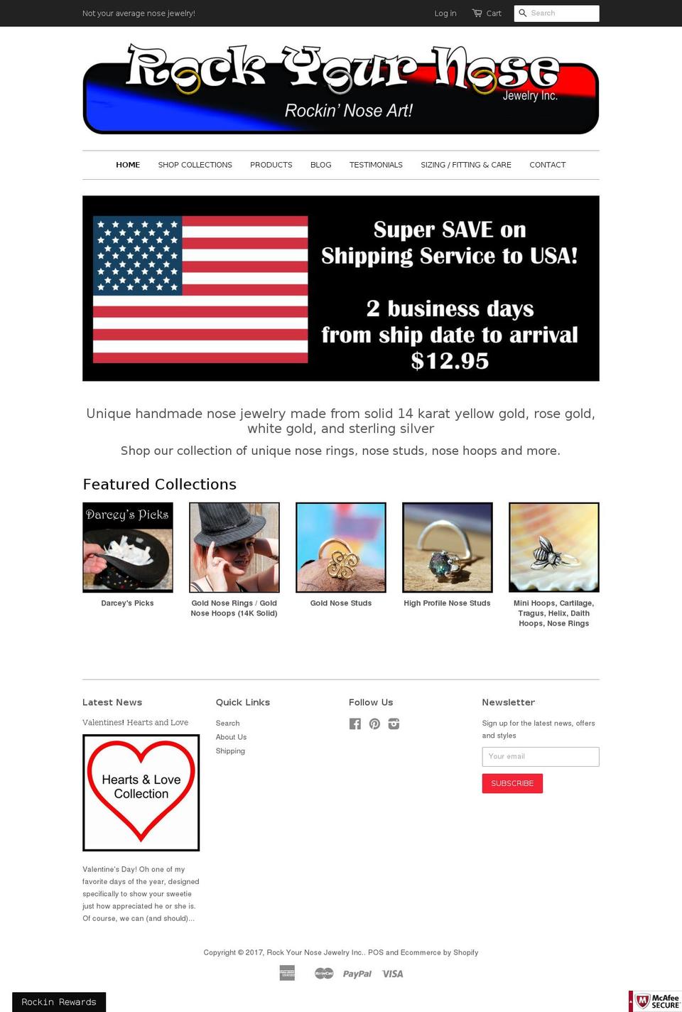 uniquenosestuds.com shopify website screenshot
